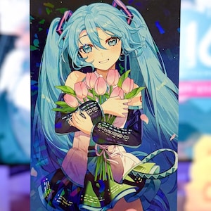 Mini impresión holográfica de Hatsune Miku V3 de 4" x 6"