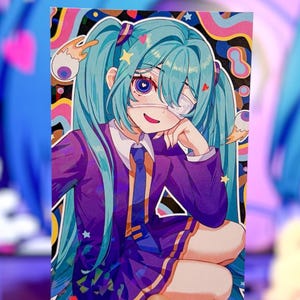 Hatsune Miku Tracking 4"x6" Holografischer Mini Druck