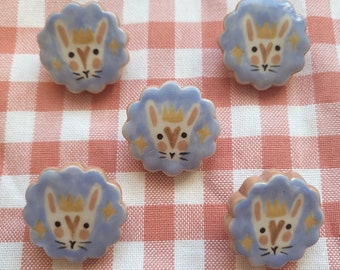 handmade ceramic brooch - cute bunny design