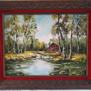 Signed H. Goodall Lake Landscape Oil Painting - Framed Impressionist Art
