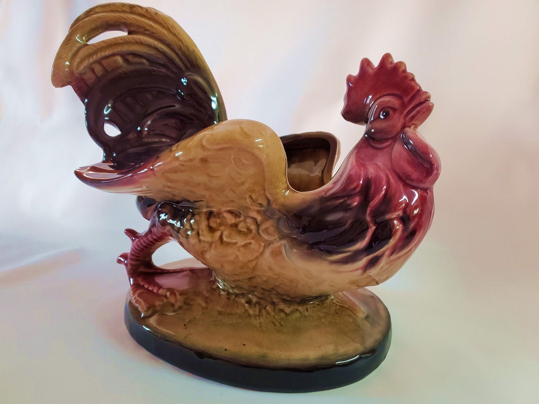 Vintage Hull USA Pottery Bantam Rooster Planter 54 Immaculate Made in