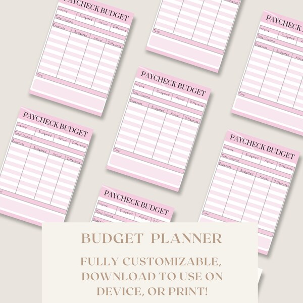 Elegant Paycheck Budget Planner | Customizable Canva Template | Busy Mom Planner | Simple Professional Design | Digital | Printable