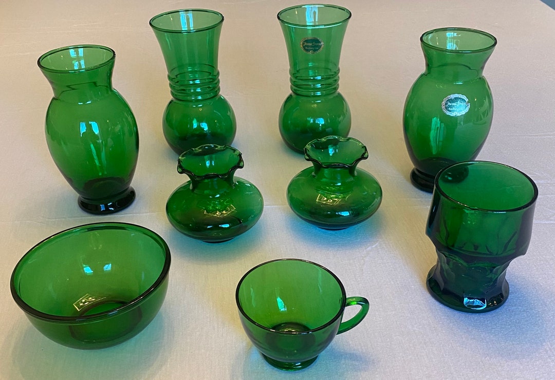 Vintage 1973 Forest Green Anchor Hocking Glassware and Vases Etsy