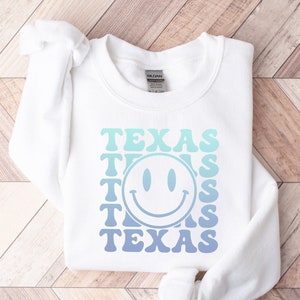Texas T-Shirt, Texas Smiley Face Retro Shirt, Lone Star State Shirt, Cute Retro Shirt, Rodeo Shirt, Vacation Tee, Blue Purple Shirt