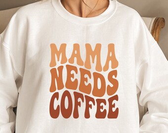 Mamma behöver kaffe-tröja, mamma-t-shirt, söt flickig retro-tröja, kaffeberoende, mamma-tröja, iskaffeälskare, koffeinberoende, mamma-tröja