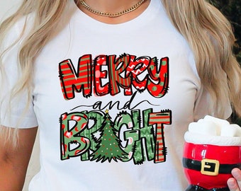 Merry and Bright Sweatshirt, Merry Christmas Shirt, Christmas Gift, Christmas Tree Shirt, Cute Holiday Clothes, Christmas Sweater