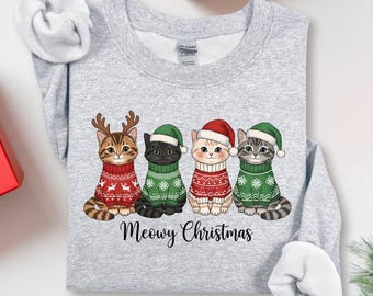 Merry Christmas Shirt, Christmas Gift For Cat Lovers, Cat Owner Sweatshirt, Pet Lover Sweatshirt, Xmas Party Shirt, Cat Mom T Shirt