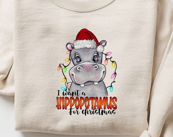 I Want A Hippopotamus For Christmas Sweatshirt,Christmas Hippopotamus Shirt,Funny Christmas Gift Shirt,Christmas Family Shirt,Holiday Gift,