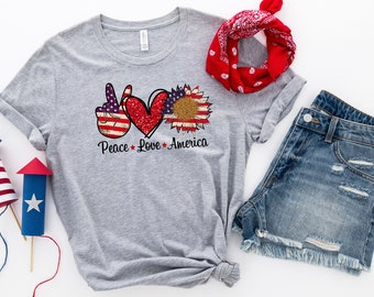 Peace Love America Shirt, 4th of July Shirt, Independence Shirt, USA Shirt, America Shirt, Fourth of July Shirt, America Flag Shirt