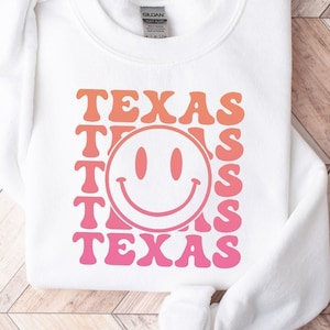 Texas T-Shirt, Texas Smiley Face Retro Shirt, Lone Star State Shirt, Cute Retro Shirt, Rodeo Shirt, Vacation Tee, Blue Purple Shirt
