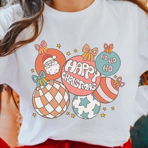 Happy Christmas Sweater, Retro Christmas Shirt, Christmas Ornaments Shirt, Cute Christmas Sweater, Holiday Shirt for Adults, Kids, Babies