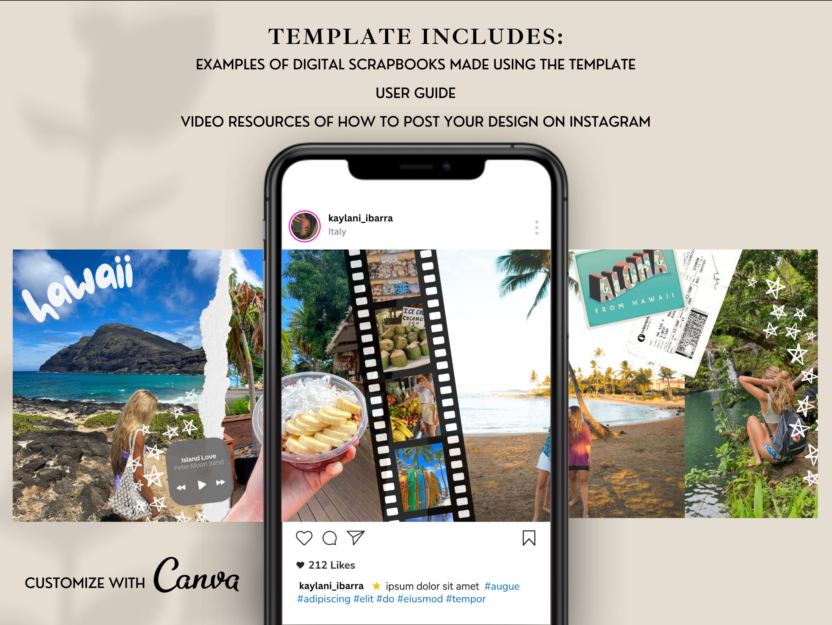 Digital Scrapbook Template for Instagram Scrapbook Instagram Etsy UK