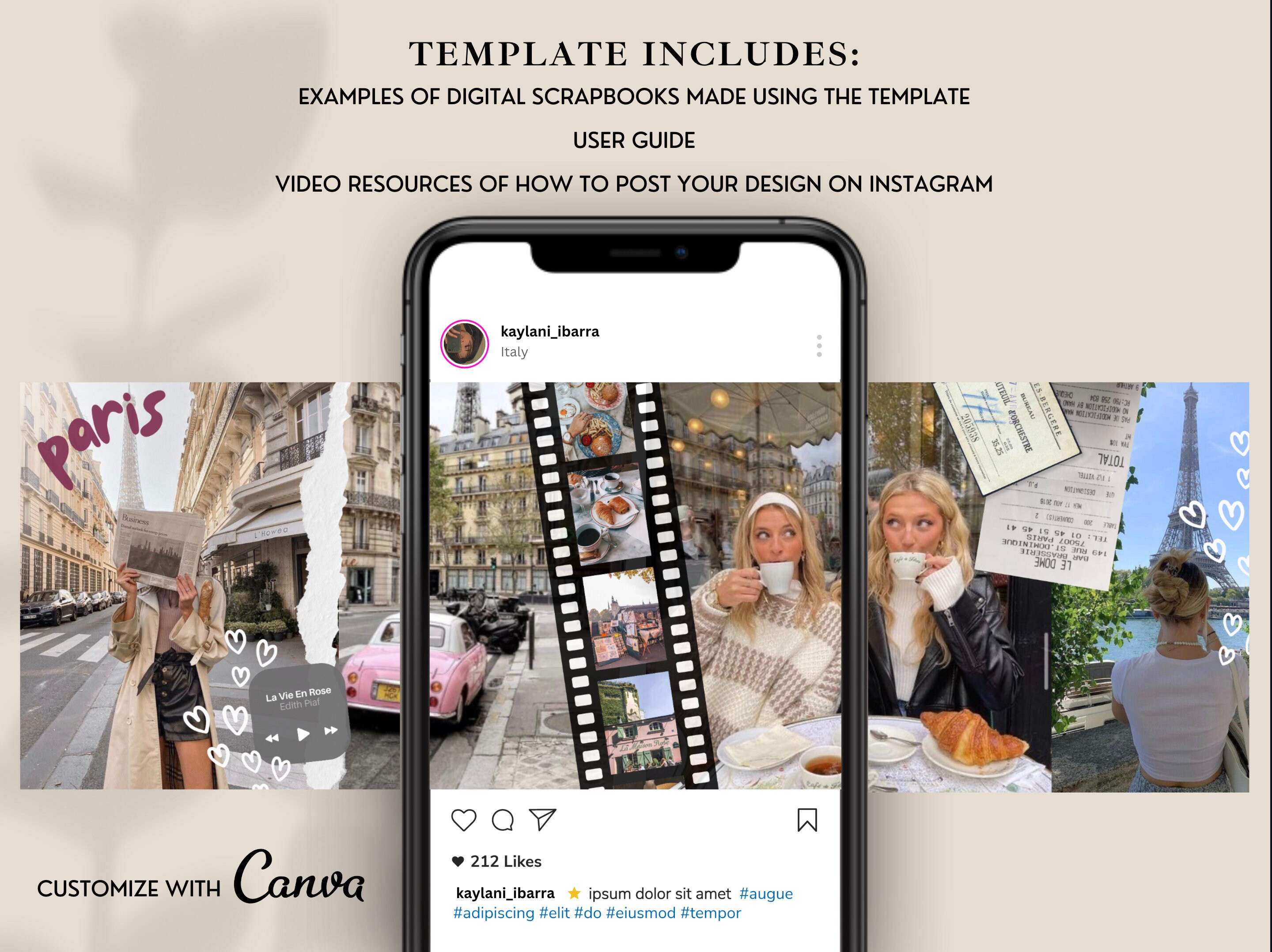 Digital Scrapbook Template for Instagram Scrapbook Instagram Etsy UK