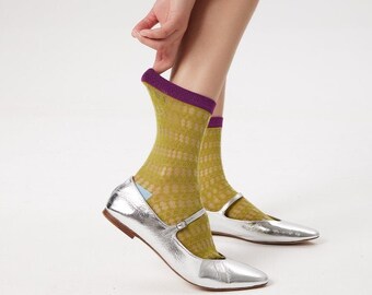 Sheer Socks | Transparent Crew Socks | Crystal Silk Socks | Spring/Summer Socks For Women