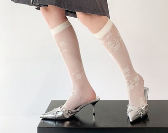 Flower Knee High Stockings | Rose Tube Stockings | Over Calf Socks | Spring/Summer Fashion Socks For Women