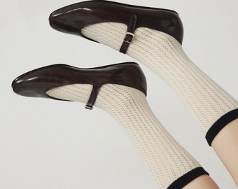 Solid Calf Socks | Ribbed Crew Socks | Hollow Out Mesh Socks | Women Socks For Summer