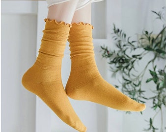 Ruffle Crew Socks | Cotton Crew Socks | Frilly Ankle Socks