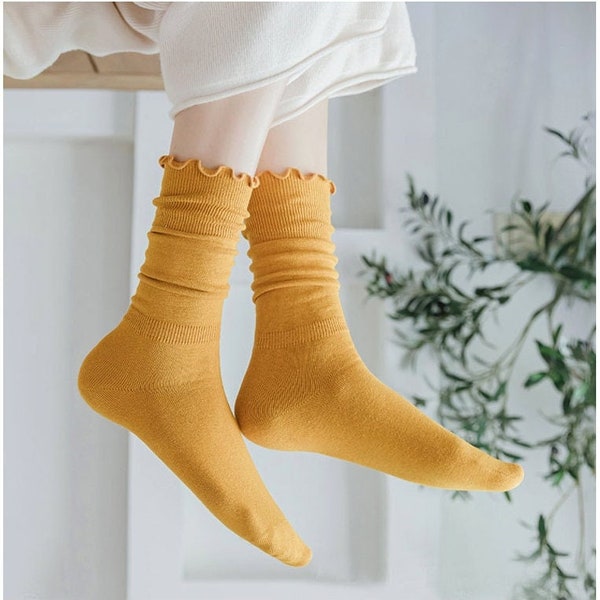 Ruffle Crew Socks | Cotton Crew Socks | Frilly Ankle Socks