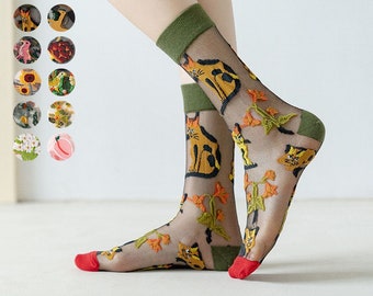 Sheer Sock | Animal/Fruit Transparent Socks | Sheer Ankle socks | Crystal Silk Socks | Socks for Summer