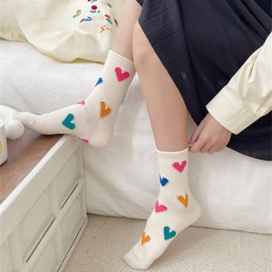 Heart Crew Socks | Cute Quarter Socks | Cotton Ankle Socks | Spring/Summer/Fall/Winter Socks For Women