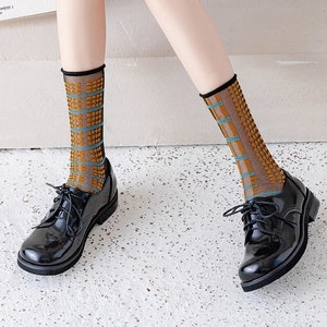 Sheer Crew Sock | Polka Dots Transparent socks | Sheer ankle socks | Crystal Silk Socks | Socks for Summer