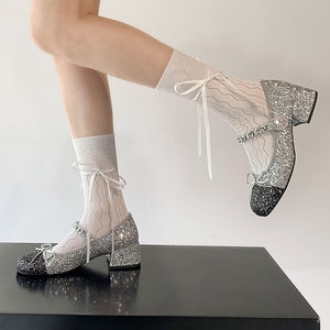 Bow Crew Socks | Cotton Quarter Socks | Preppy Mid Calf Socks | Spring/Summer/Fall Cute Socks For Women
