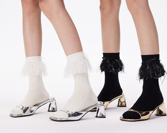 Tassel Ruffle Crew Socks | Frilly Quarter Socks | Cotton Ankle Socks | Summer/Spring/Fall Fashion Socks For Women