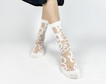 Sheer Sock | Abstract Transparent Socks | Crystal Silk Socks | Women Fashion Socks For Summer