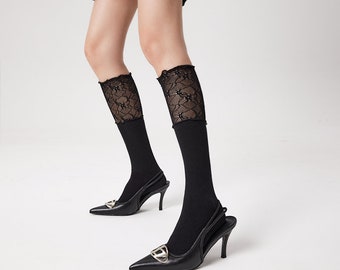 Lace Knee High Socks | Over Calf Socks | Tube Socks | Spring/Summer/Fall Fashion Socks For Women