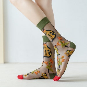 Sheer Sock Animal/Fruit Transparent Socks Sheer Ankle socks Crystal Silk Socks Socks for Summer zdjęcie 6