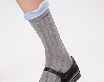 Chaussettes amples | Chaussettes mi-mollet amples | Chaussettes fines | Chaussettes mode printemps/été/automne pour femmes