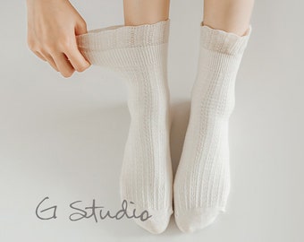 Ruffle Crew Socks | Frilly Quarter Socks | Lettuce Edge Ankle Socks | Summer/Spring Socks For Women