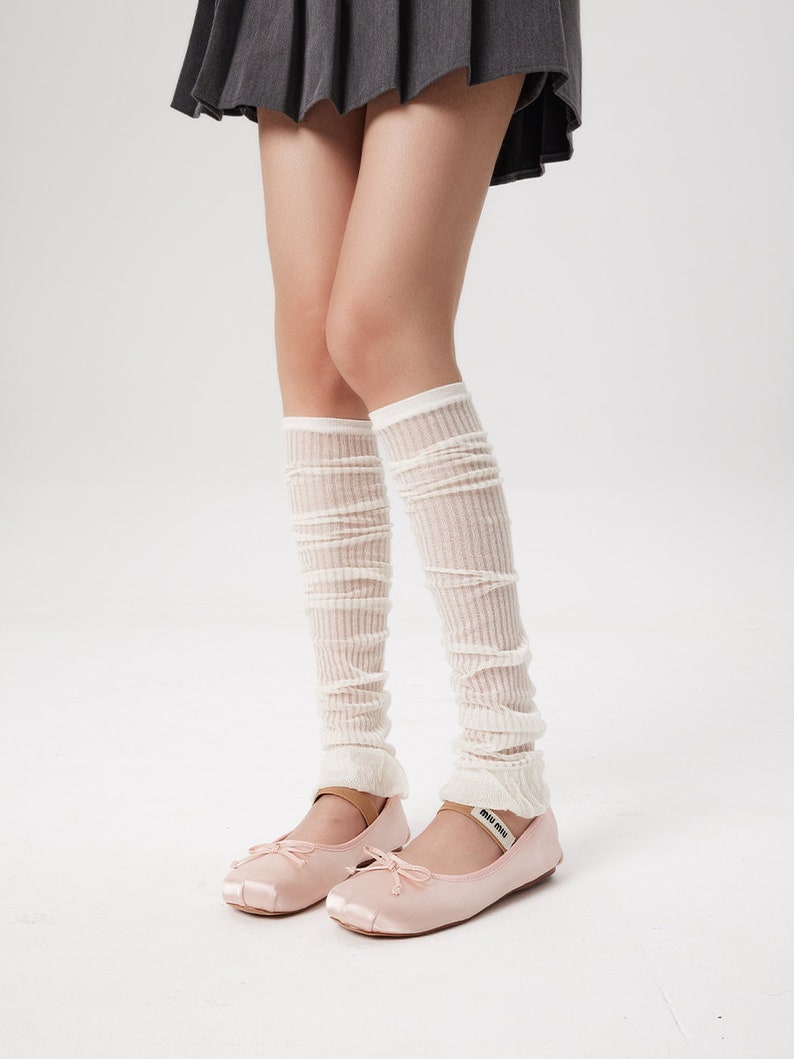 Thin Leg Warmers Socks Ballet Warmers Socks Fall/Winter 80s/90s Fashion Socks For Women White