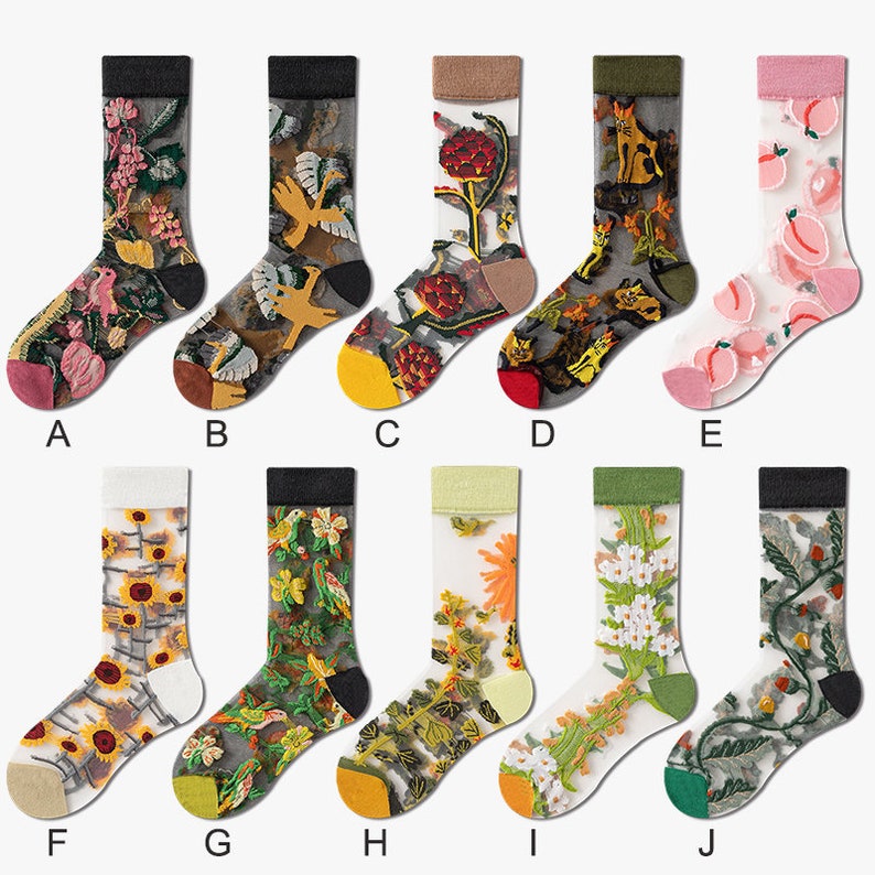 Sheer Sock Animal/Fruit Transparent Socks Sheer Ankle socks Crystal Silk Socks Socks for Summer zdjęcie 8