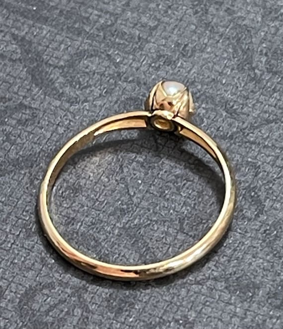 Lovely 10K Gold Filled 5mm Pearl Sz 9 Ring - image 2