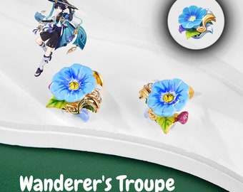 Wanderer's Troupe Series Genshin Inspired Anime Pendientes Broches HairClip Collar Cosplay Regalos personalizados con caja 18k Gold Silver