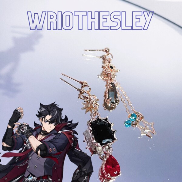 Wriothesley Genshin Inspired Earrings Anime Cosplay Personalized Gifts for him