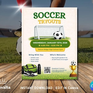 Flyer voetbaloefeningen | Flyer voetbaloefening | Proeven school- en jeugdvoetbal | Sportevenementflyer | Canvassjabloon