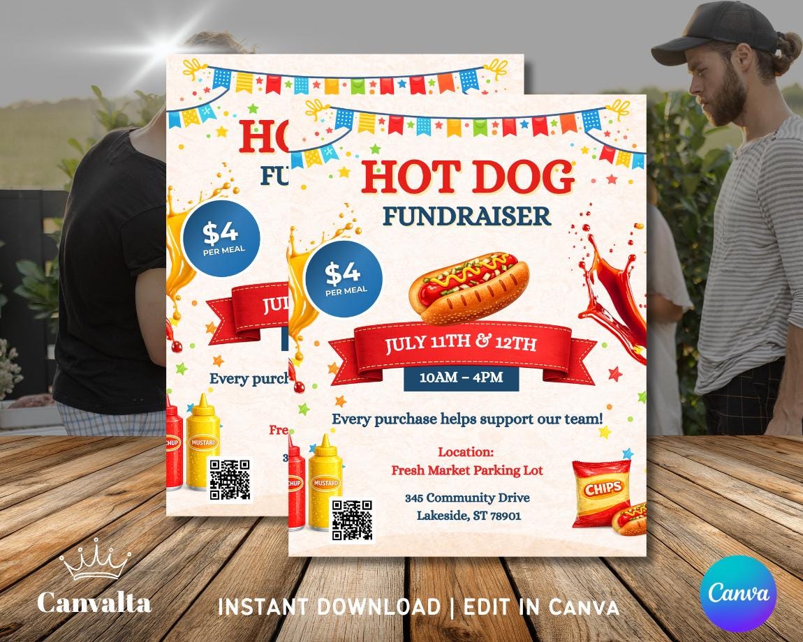 Hot Dog Fundraiser Flyer | Hot Dog Sale Flyer | Fundraising Event Flyer ...