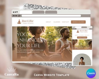 Yoga Website Template Canva: 4-Page Design (Digital Download)