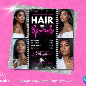 Hair Specials Flyer Template: Salon & Stylist Promo (Digital Download Canva Template)
