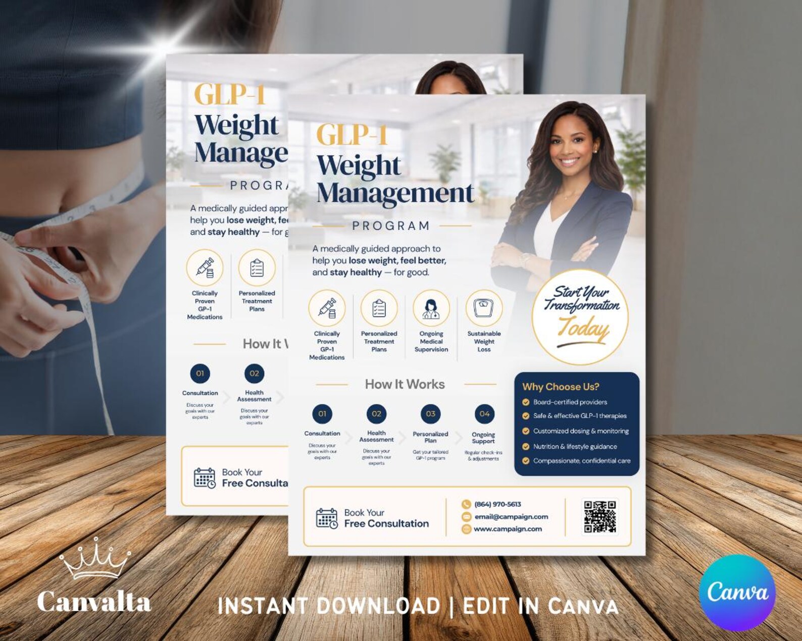 GLP-1 Weight Management Flyer | Weight Loss Clinic Marketing Template ...