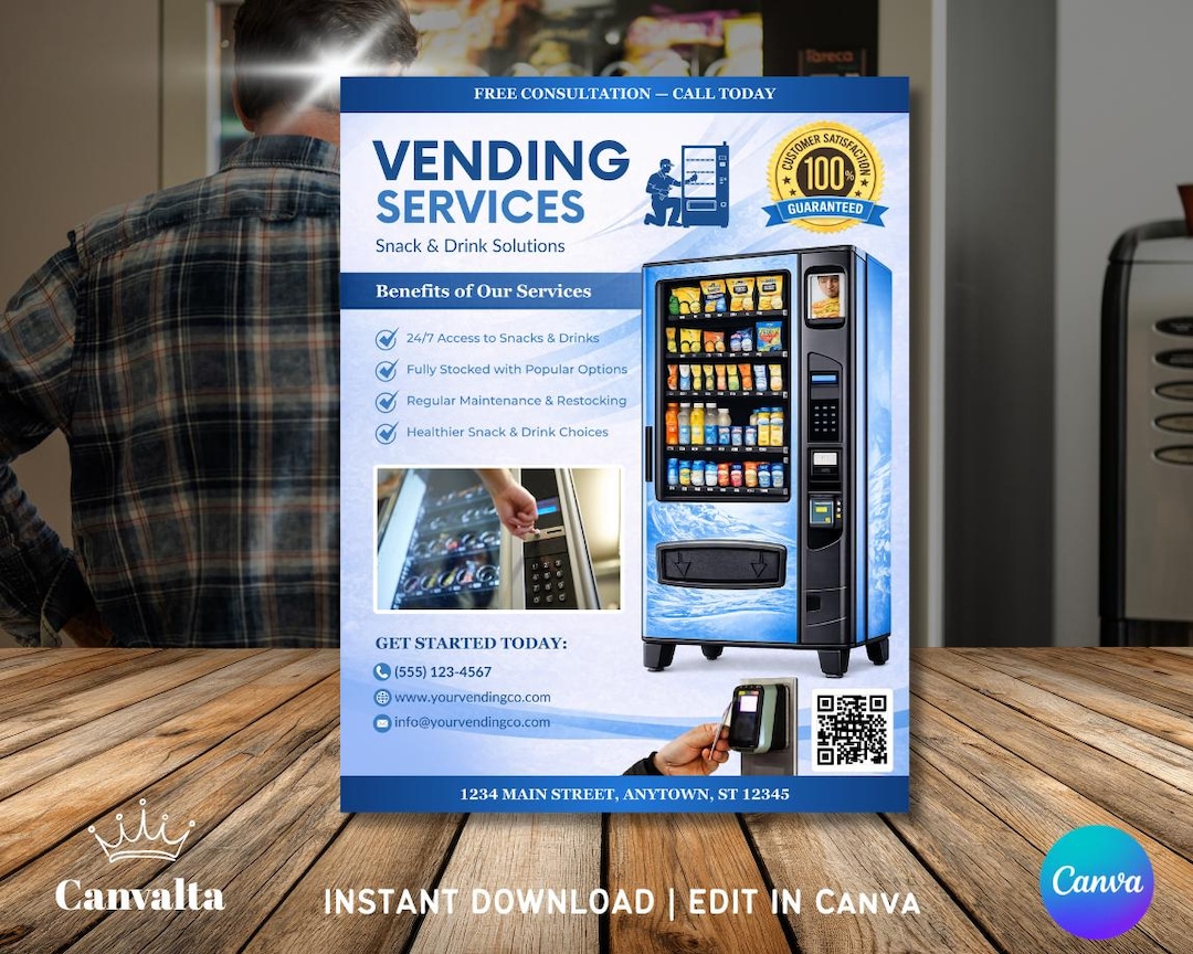 Vending Machine Pamplet Vending Machine Flyer Template | Snack & Drink Vending Business Flyer ...