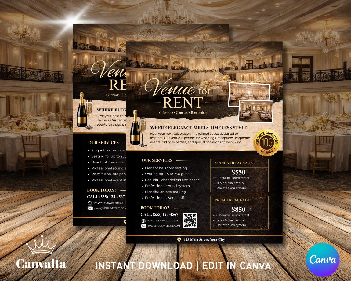 Venue for Rent Flyer | Venue Rental Flyer | Event Venue Flyer | Canva ...