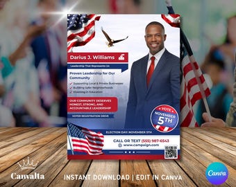 Editable Election Flyer Template | Canva, Political Campaign Ad
