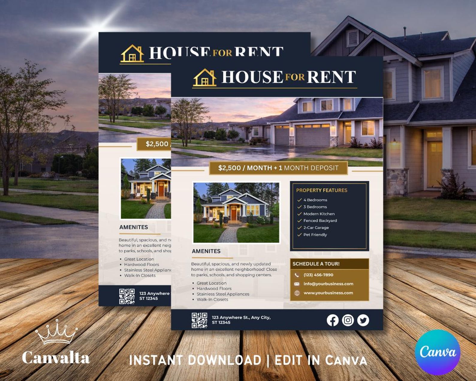 House For Rent Advertisement Example Editable House for Rent Flyer | Modern Real Estate Canva Template - Etsy