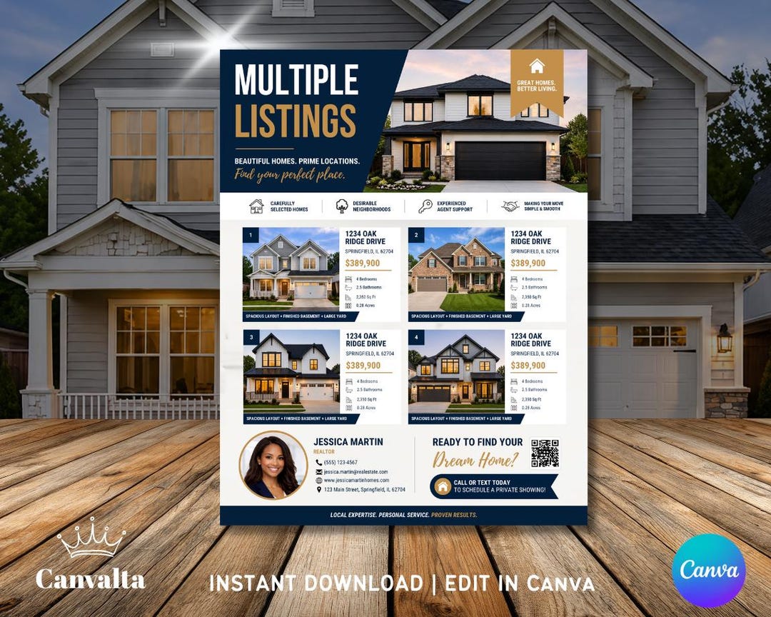 Real Estate Multiple Listings Flyer | Property Listing Flyer | Realtor ...