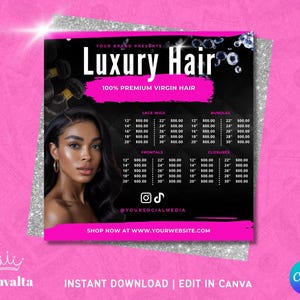 Editable Hair Salon Price List Flyer: Canva Template (Digital Download)