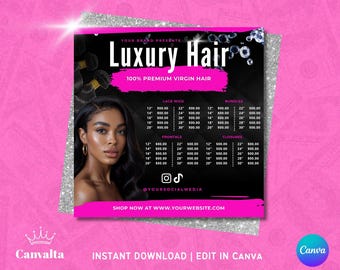 Editable Hair Salon Price List Flyer: Canva Template (Digital Download)