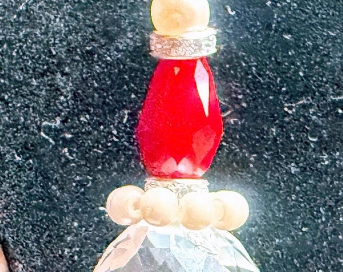Christmas Ornaments-hang on tree-white and silver with red bead and pearls